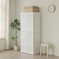 Amazon｜折りたたみ式ワードローブ 大容量収納 簡単組立 ホワイト扉